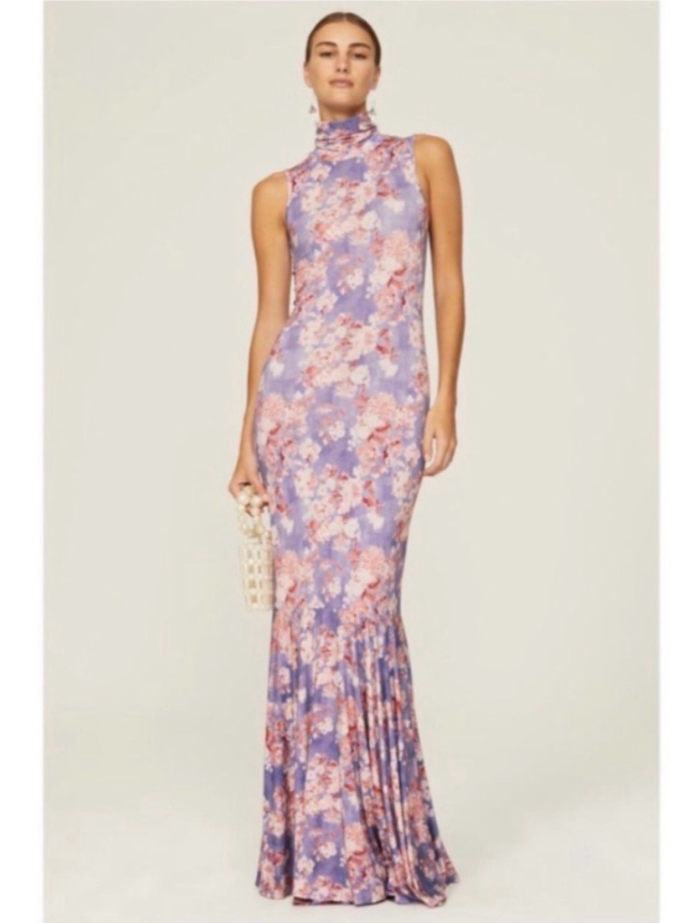Caroline Constas Brigitte Floral Slate Summer Formal Maxi Dress